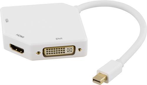 Deltaco DP-MULTI2 Videokabel-Adapter 0,15 m Mini DisplayPort DVI-D + VGA (D-Sub) + HDMI Weiß (DP-MULTI2)