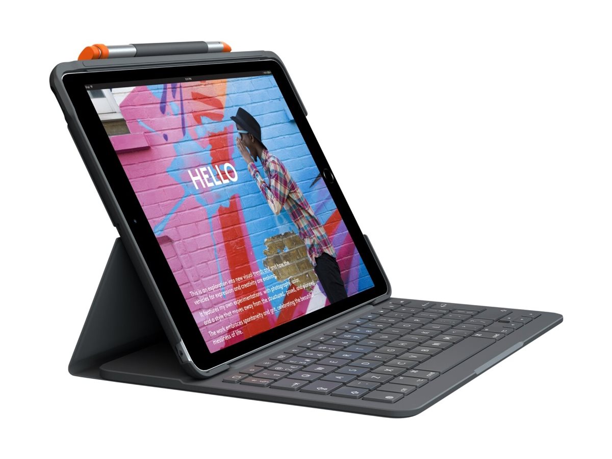 Logitech Slim Folio Tastatur und Foliohülle 10,2" QWERTZ Graphite