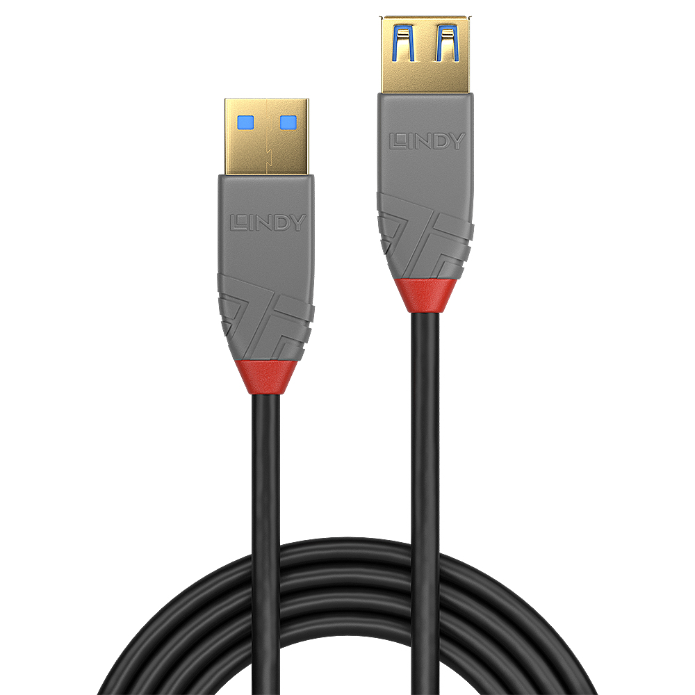 Lindy Anthra Line 36763 USB Typ A Verlängerungskabel 3 m Schwarz