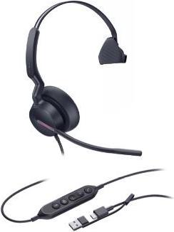 Yealink UH46 Mono 1308242 Headset – USB-C/USB-A – monaural – Noise-Cancelling – 35mm Lautsprecher – Wideband-Audio – 3-Mikrofon-Technologie – Schwarz