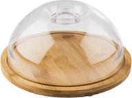 APS Bambus-Tablett mit Haube, rund, Durchmesser: 205 mm Tablett aus Bambus, Höhe: 15 mm, Haube aus glasklarem - 1 Stück (822)