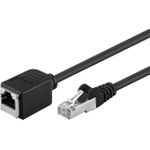 Wentronic Goobay CAT 5e Verlängerungskabel F/UTP, Schwarz, 10 m - Kupfermaterial, RJ45-Stecker (8P8C) <=> RJ45-Buchse (8P8C) (91885)