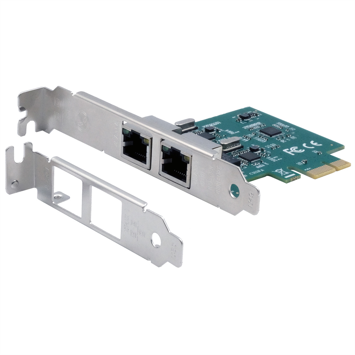 Exsys EX-60102 Netzwerkkarte 1000 Mbps PCI Express Grün, Grau