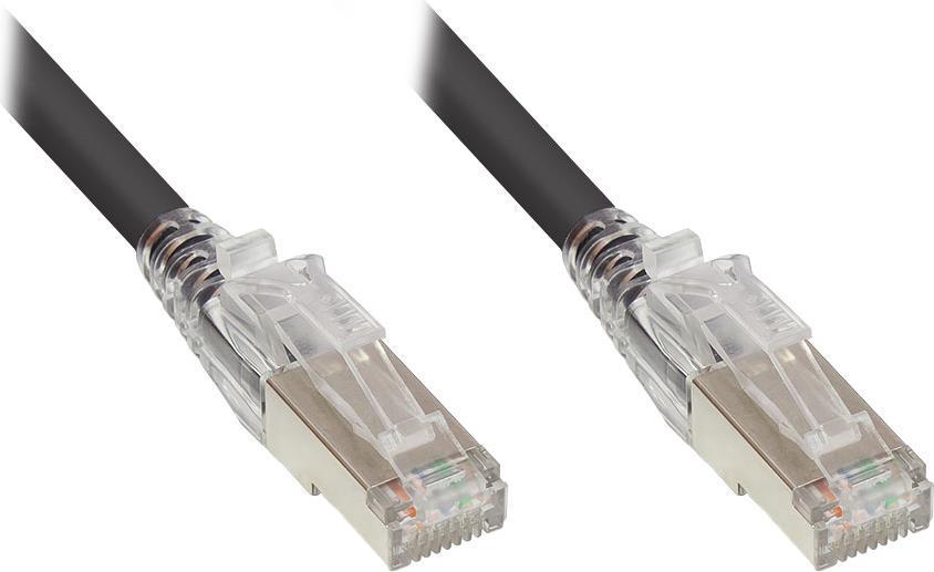 RNS® Patchkabel mit Rastnasenschutz und Verriegelung, Cat. 6A, S/FTP, PiMF, halogenfrei (LSZH), 500MHz, schwarz, 20m, Good Connections® (8060-HV200S)