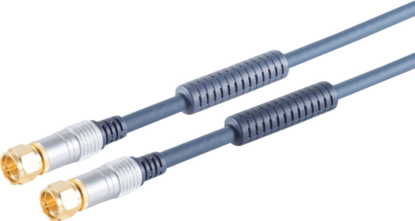 S/CONN maximum connectivity Home-Cinema SAT-Anschlußkabel, verchromter Metall-F-Stecker auf verchromte Metall-F-Stecker, Mantelstromfilter, verg. Kontakte RG59U, BZT, CE, 3,75m (80094MHQ)