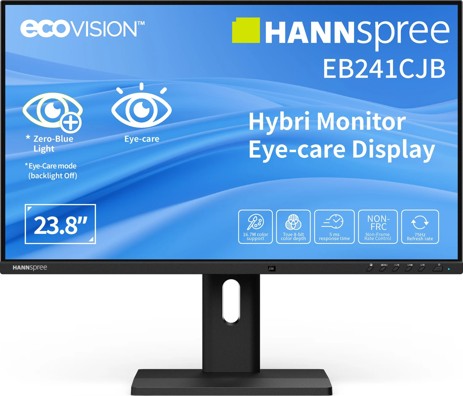 Hannspree EB241CJB 23.8" Full HD Hybrid Monitor, USB-C (65W PD), HDMI, DP, Pivot, Lautsprecher (EB241CJB)