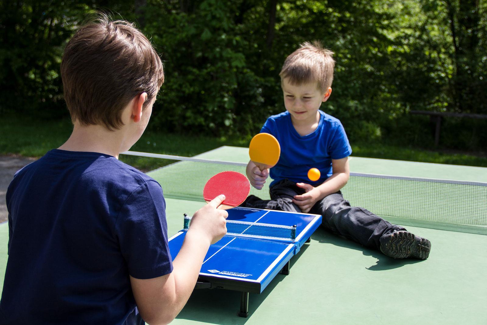 Donic Schildkröt Mini-Tischtennis Tisch-Set, zusammenklappbar, Kunststoff, Blau