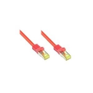 RJ45 Patchkabel mitCat.7 Rohkabel und Rastnasenschutz (RNS®), S/FTP, PiMF, halogenfrei, 600MHz, OFC, rot, 25m, Good Connections® (8070R-250R)