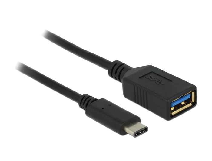 Delock USB-Adapter USB Typ-C Stecker zu USB Typ A Buchse 15 cm Schwarz