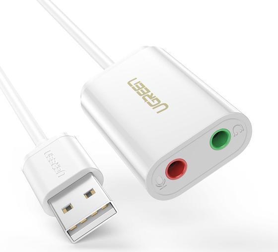 UGREEN USB-A To 3.5mm External Stereo Sound Adapter White 15cm (30143)