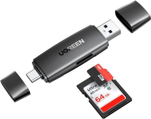 Ugreen 80191 Kartenleser USB 3.2 Gen 1 (3.1 Gen 1) Type-A/Type-C Schwarz (80191)