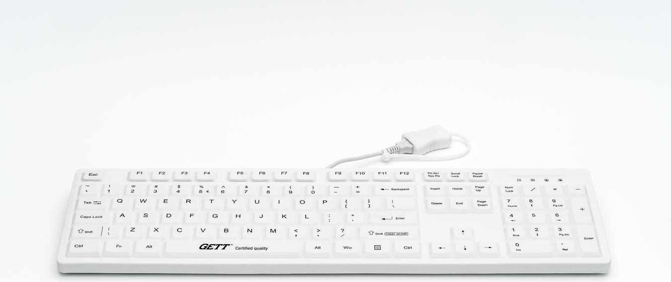 GETT CleanType Easy Protect Tastatur USB QWERTY US International Weiß (KG25220)  - Onlineshop JACOB Elektronik