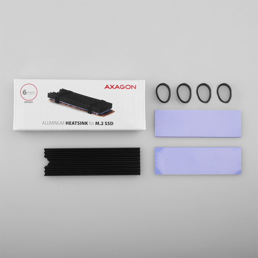 AXAGON CLR-M2L6 M.2 SSD Kühlkörper Aluminium 2280 6 mm Schwarz