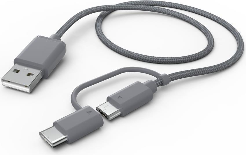 Hama Basic Line 2-in-1 - USB-Kabelsatz - 3 A - geformt - Grau (00187224)