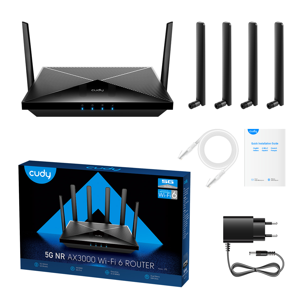 Cudy P5 WLAN-Router Wi-Fi 6 5G Schwarz