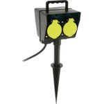 AS SCHWABE Gartensteckdose 2fach Schwarz, Gelb 60680 (60680)