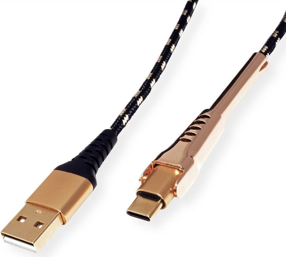 ROLINE 11.02.8920 USB Kabel 1 m USB 2.0 USB A USB C Schwarz - Gold (11.02.8920) (geöffnet)