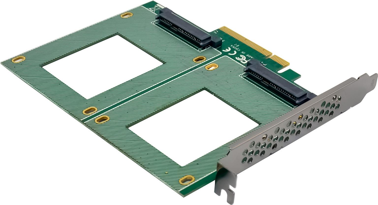 InLine PCIe Karte zu 2x intern U.2 NVMe SFF-8639– Bifurcation x8 (76660P)