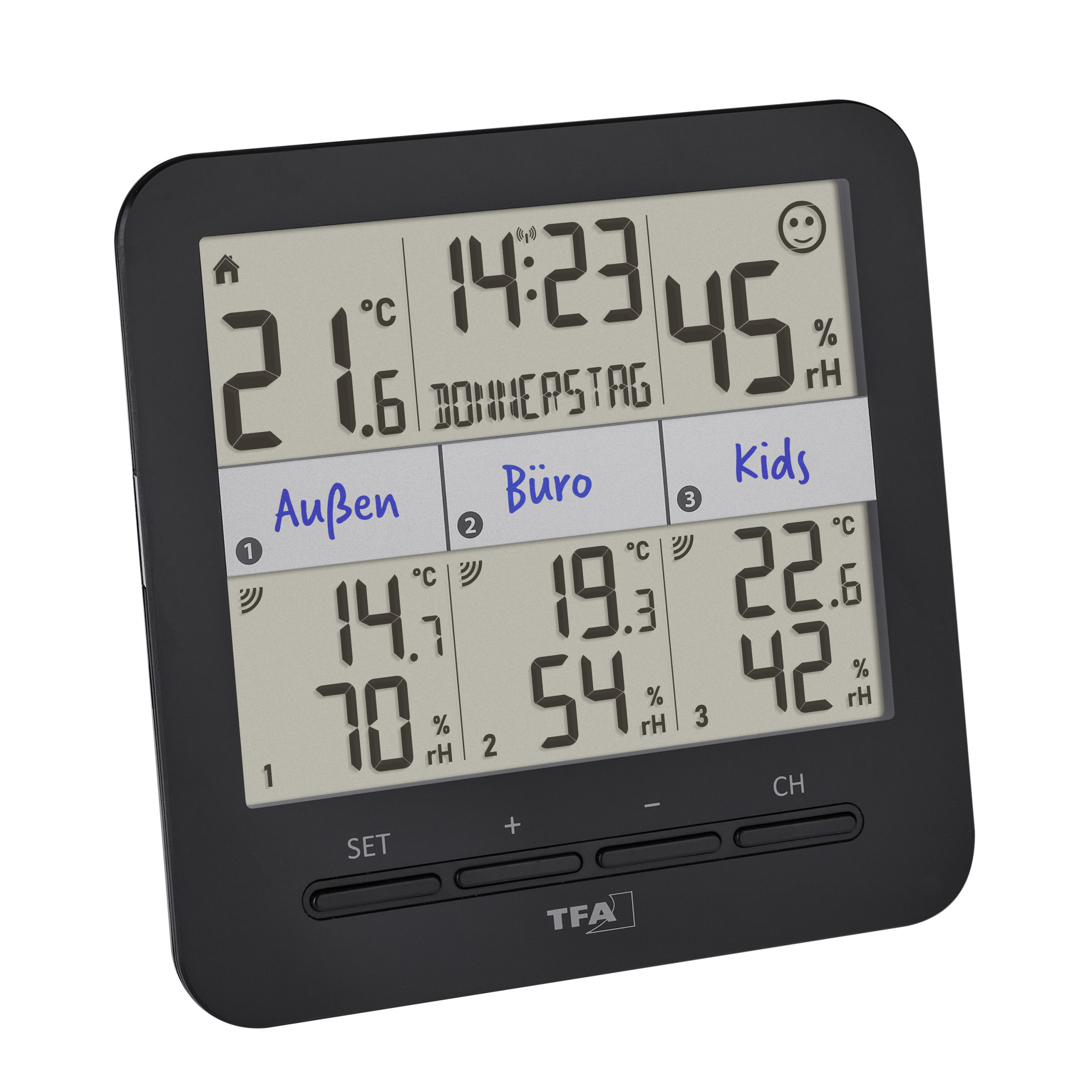 TFA Dostmann KLIMA@HOME 2 Funk-Thermo-/Hygrometer Schwarz