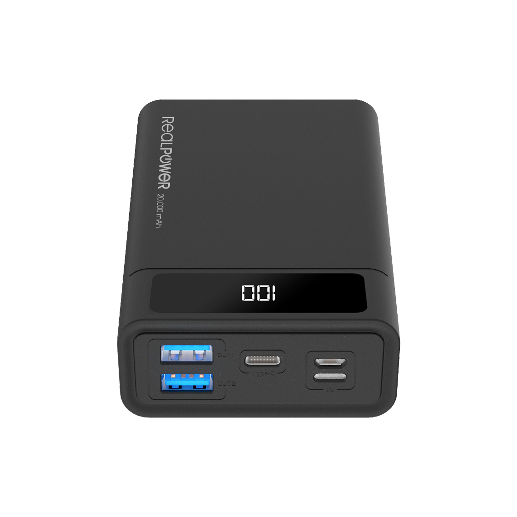 RealPower PB-20k PD Powerbank 20000 mAh 18 W Schwarz