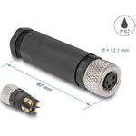 Delock M8 Steckverbinder A-kodiert 4 Pin Buchse zur Montage mit Schraubanschluss (60532)