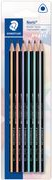 STAEDTLER Bleistift Noris pastel, Härtegrad: HB, 6er Blister Minenstärke: 2,0 mm, dreieckig, hohe Bruchfestigkeit, - 1 Stück (118 BK6 PA)