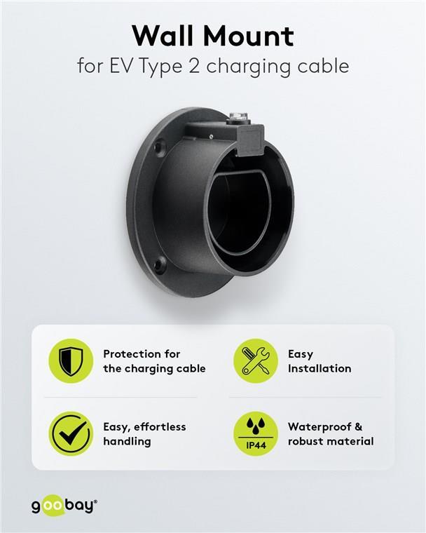 Goobay Wandhalterung für Typ-2-Ladekabel Elektrofahrzeug (61141)