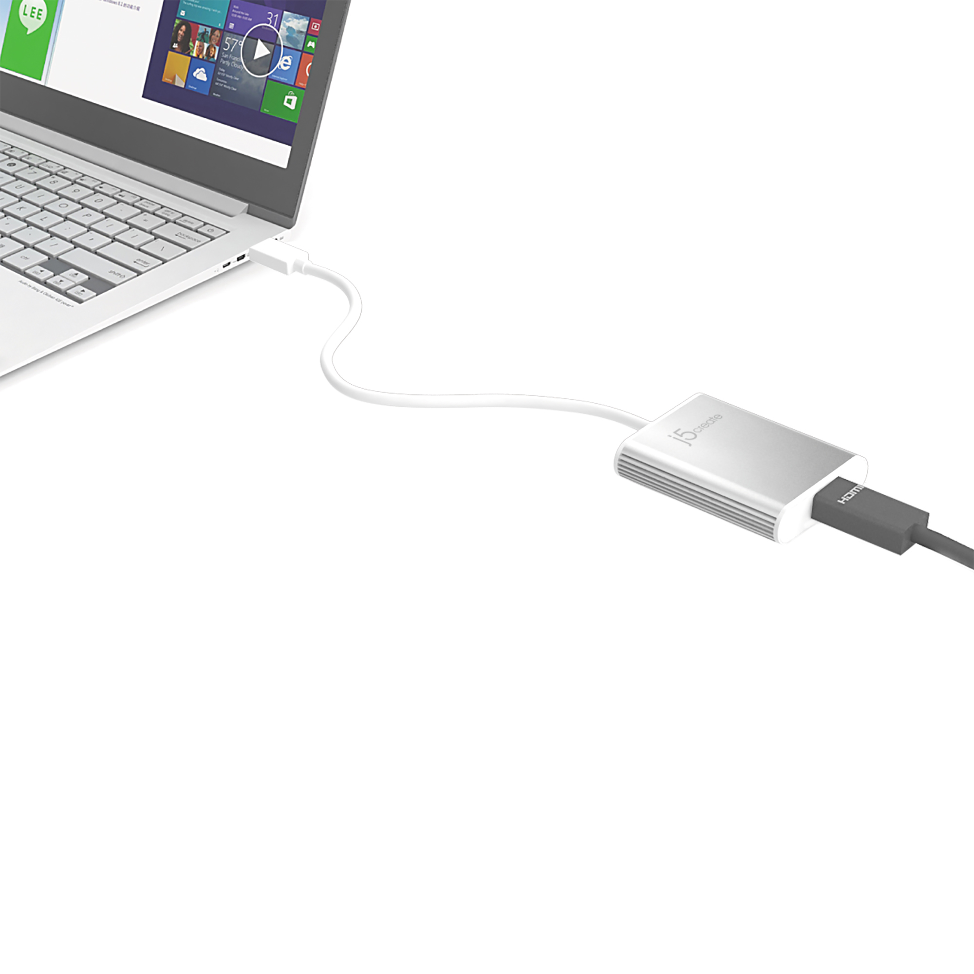 j5create JUA354-N USB 3.0 zu 4K HDMI Display Adapter Silber