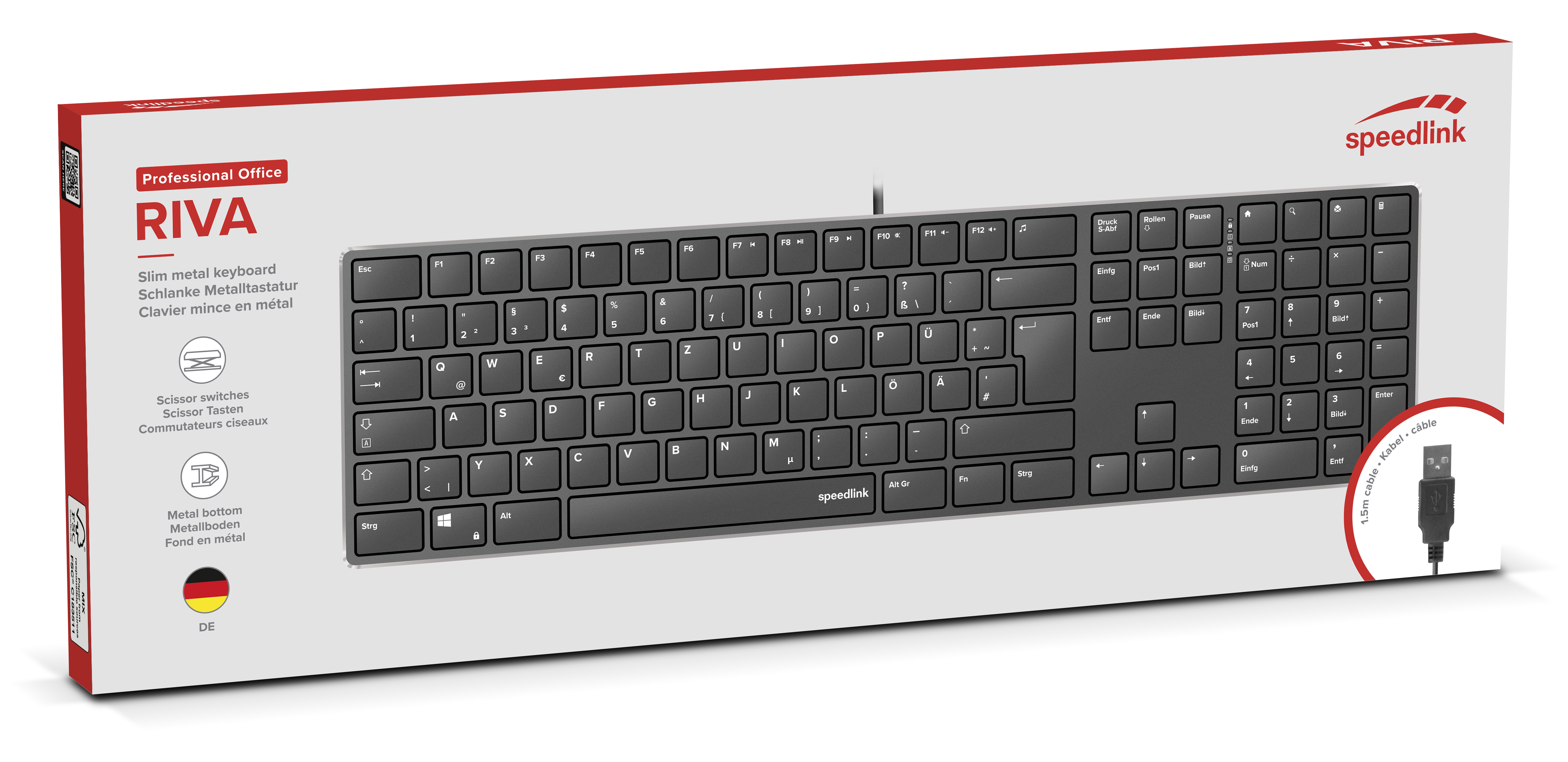 SPEEDLINK SL-640010-BK Tastatur USB Deutsch Schwarz