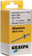 Gesipa 1433569 Blindniete (Ø x L) 3 mm x 10 mm Stahl Stahl 100 St. (1433569)