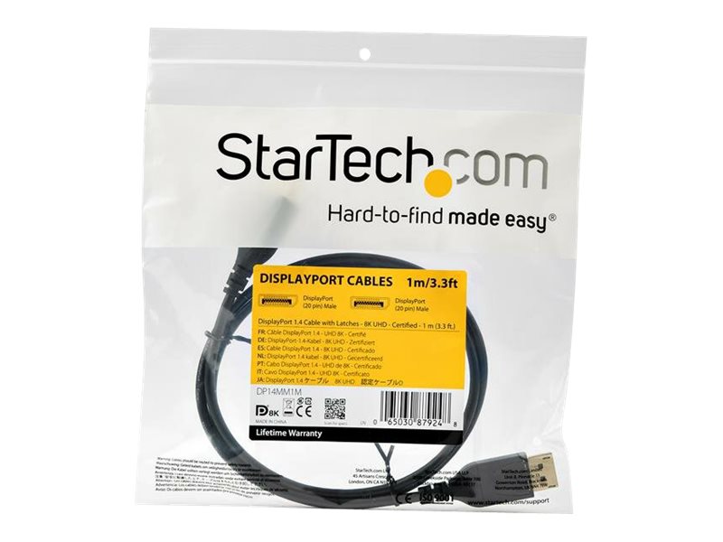 StarTech 1 m DisplayPort 1.4 Kabel - VESA zertifiziert - 8K@60Hz Schwarz