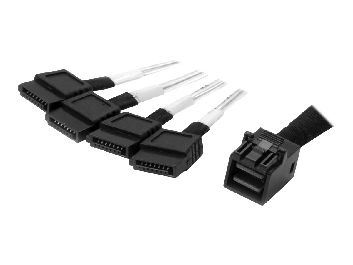 StarTech Internes Mini-SAS auf SATA Kabel SFF-8643 zu 4x SATA 1 m Schwarz, Silber