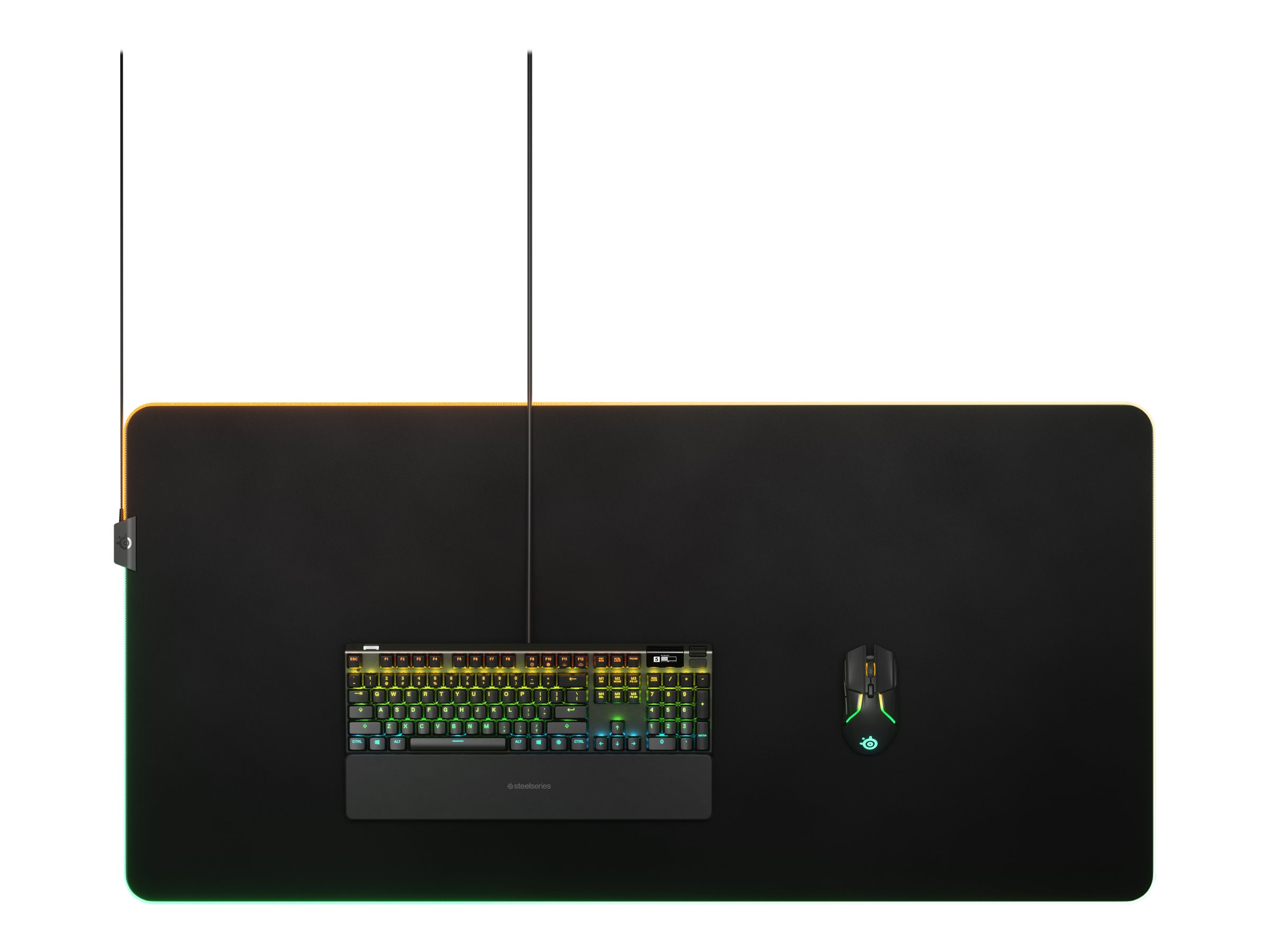 SteelSeries QcK Prism Cloth Gaming-Mauspad XXXL 2-Zonen-RGB-Beleuchtung Schwarz