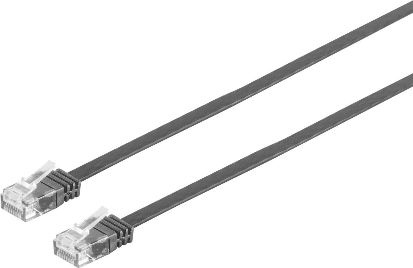 S/CONN maximum connectivity Netzwerkkabel-Patchkabel-Flachkabel, Flat U/UTP cat. 6, slim, schwarz, 15,0m (75725-SLS)