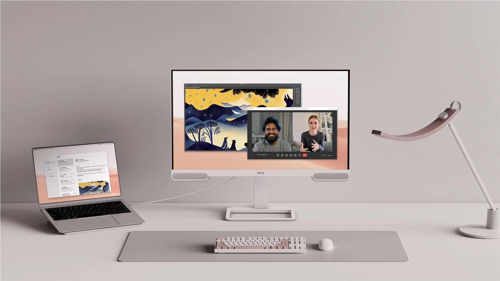 BenQ EW2790U 27" 4K mit 98% P3, exklusivem AI Contrast, integrierten 2.1-Kanal-Lautsprechern mit Tieftöner, 1 USB-Typ-C-Anschluss, 3 HDMI-Anschlüssen, ergonomischem Design und Eye-Care-Technologie [Energieklasse F] (9H.LN3LJ.LBE)