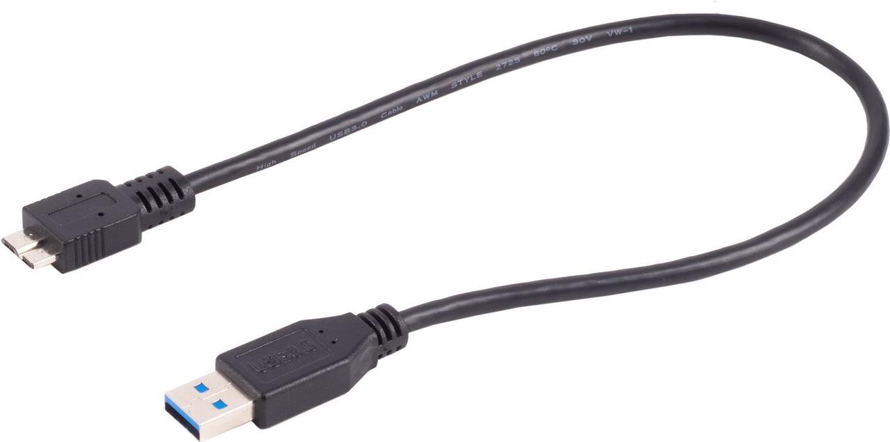S/CONN maximum connectivity Micro-USB 3.0 Kabel mit geschirmten Stecker, TPE, flexibel, 0,49m (SO77193-49)