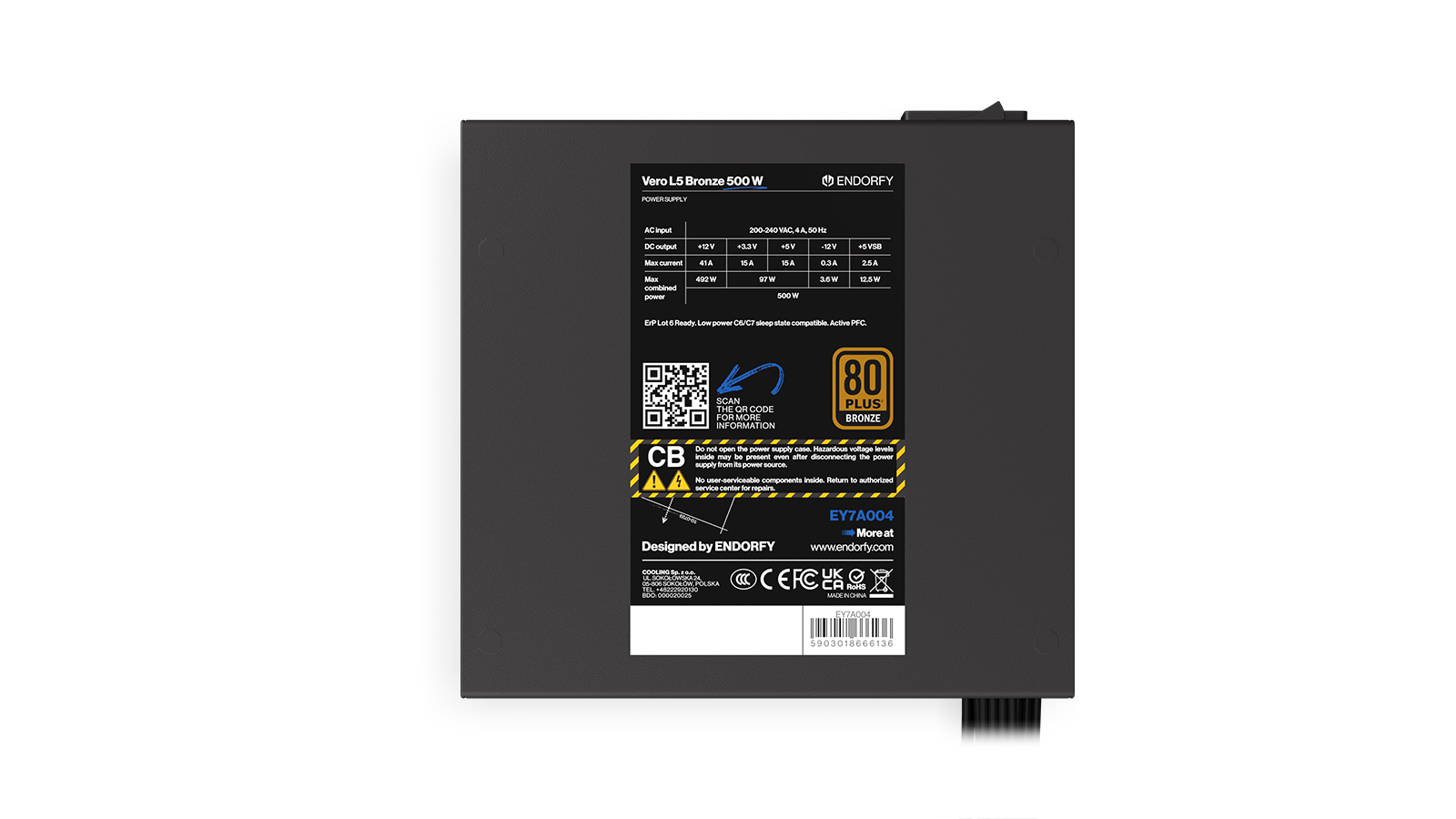 Endorfy Vero L5 Bronze PC-Netzteil 500 W 80 PLUS Bronze ATX12V Schwarz