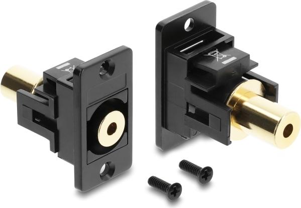 Delock Panel Mount Klinkenbuchse 3,5 mm 4-Pin female zu female vergoldet schwarz 91223
