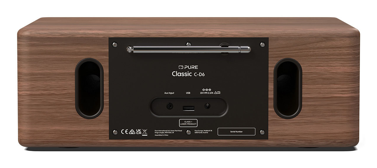 Pure Classic C-D6 Audiosystem 30 W Stereo Schwarz, Walnuss