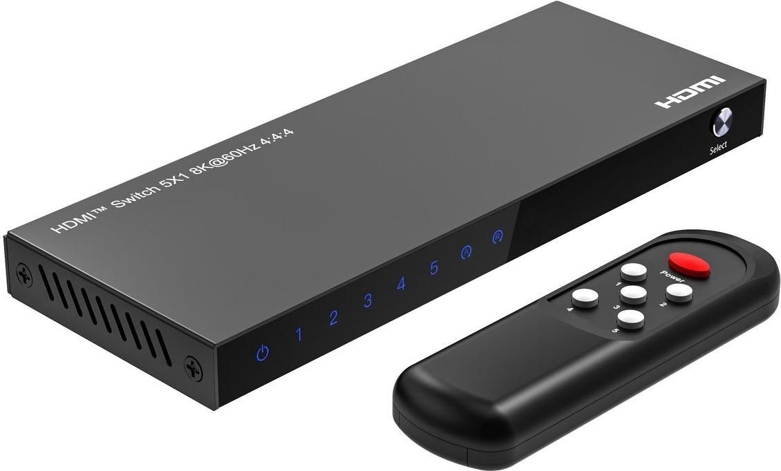 MicroConnect 8Ka60Hz HDMI Switch 5x1 HDCP 2.3 w/Remote control (MC-HDMISWITCH0501-8K)