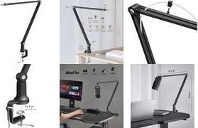 LogiLink Mikrofonarm, Armlänge: bis 840 mm, schwarz voll einstellbarer 360 Grad rotierbarer Auslegerarm, - 1 Stück (AA0184)