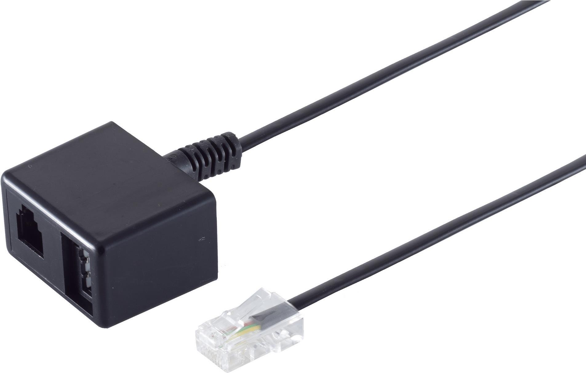 S/CONN maximum connectivity Adapter Modular Verbinder-Western-Stecker 8/4 auf TAE N-Kupplung und Western-Kupplung 6/4, 0,1m (71270-8)