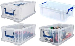 Fellowes Aufbewahrungsbox ProStore, 10 Liter, 4er-Set transparent klar, aus stoßfestem, recycelbarem PP, mit - 1 Stück (7730404)