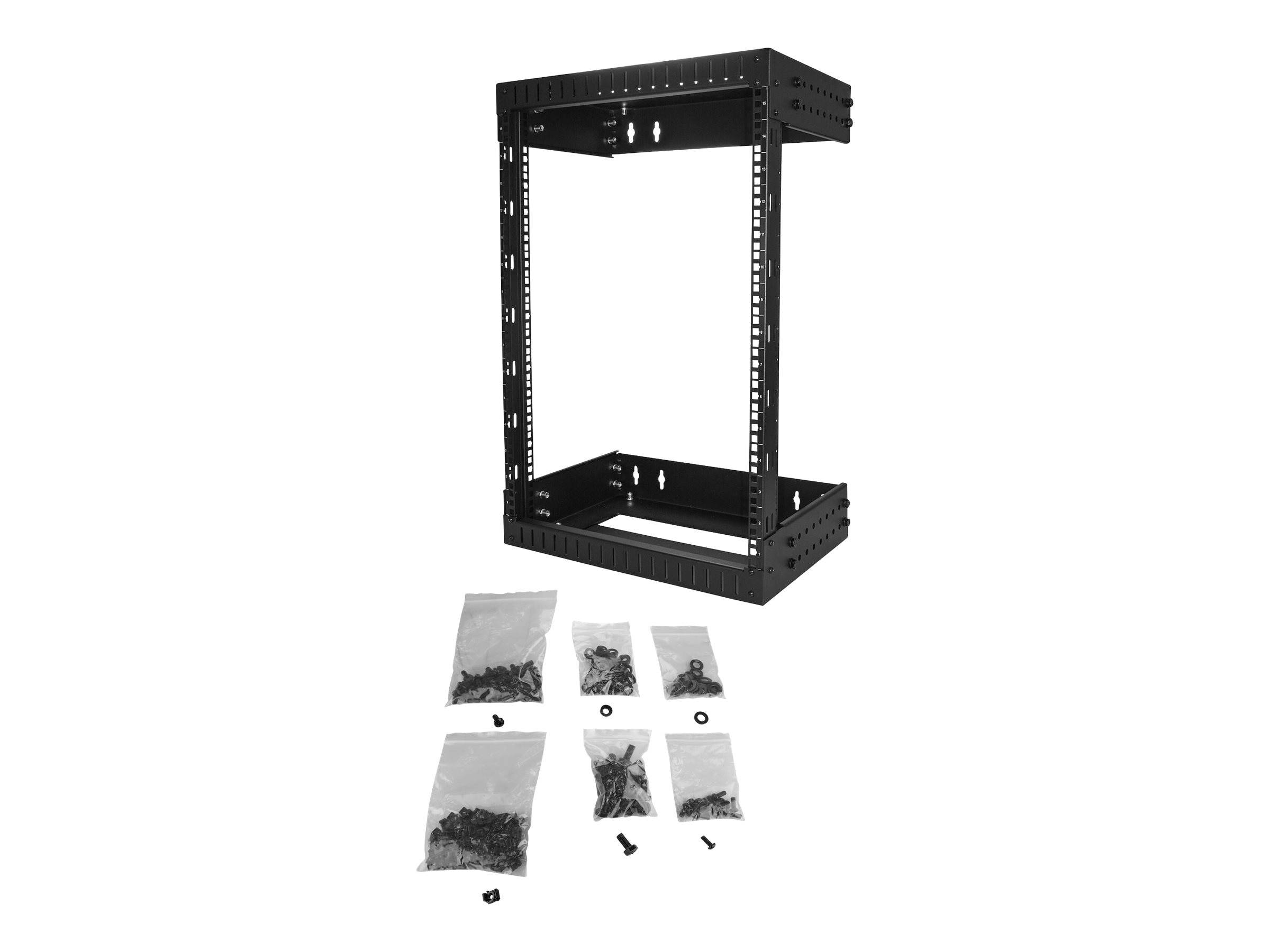StarTech.com 15HE Wandmontage Open Frame Server-Rack 19" Einstellbare Tiefe Schwarz