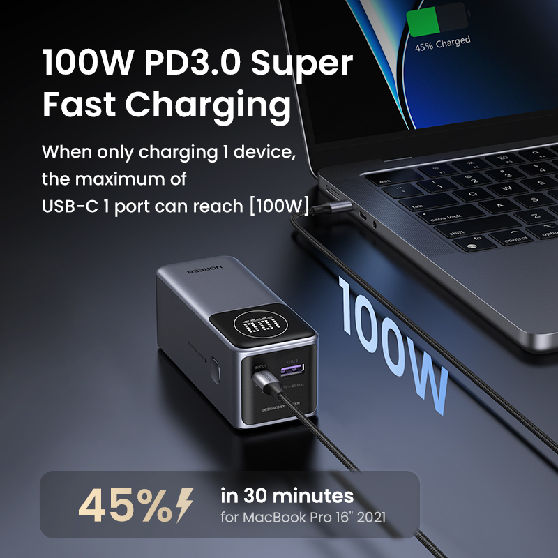 Ugreen Nexode 35526B 12000 mAh 100 W Powerbank Grau