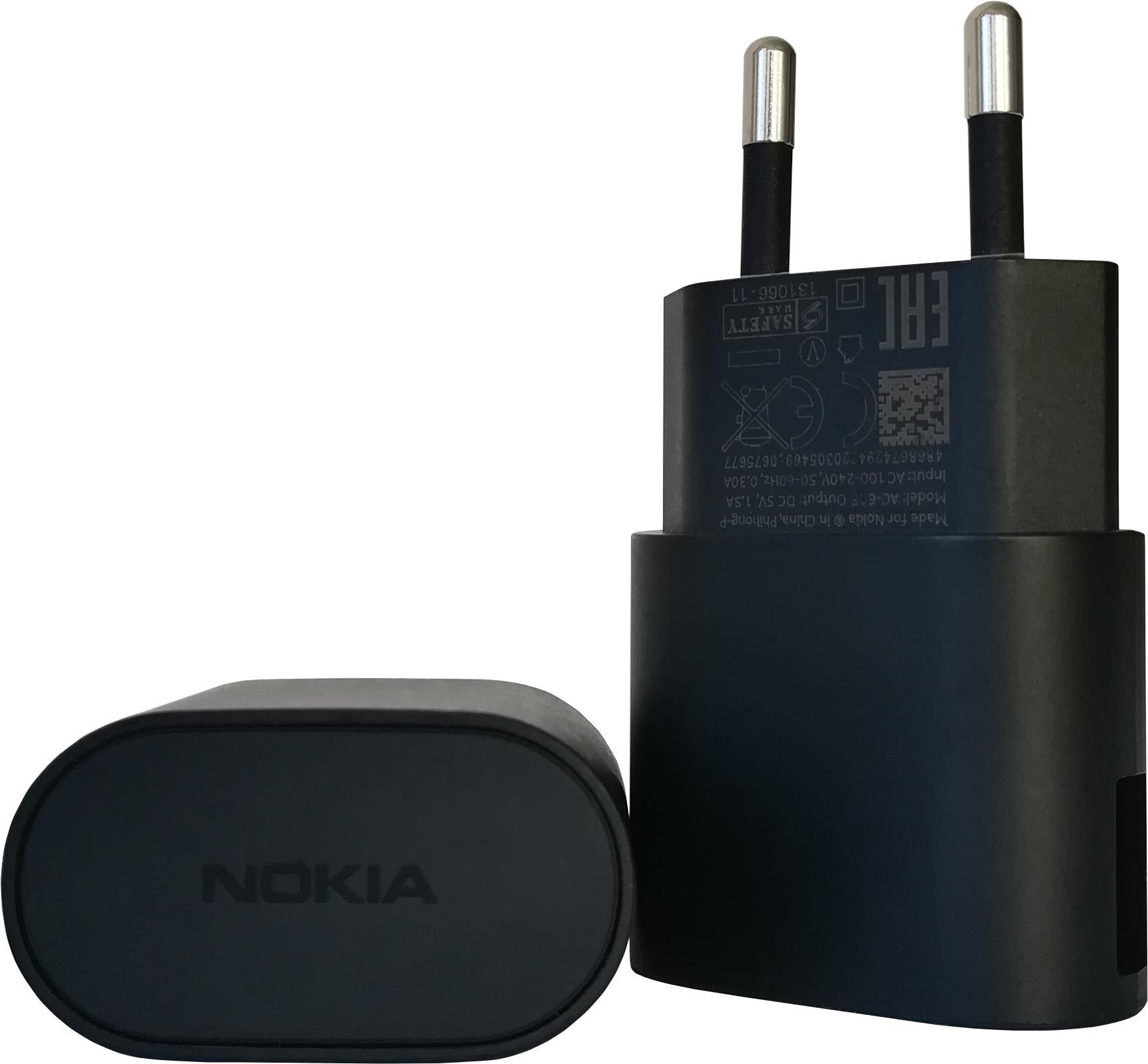 Nokia AC-60E USB EU Reiseladegerät 1,5A in schwarz Bulk (AC-60E)