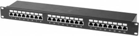 Patchfeld, Cat 6, 24 Port, STP, 1 HE, 48,30cm (19"), schwarz Cat 6 Patchfeld mit 24 Ports (257310)