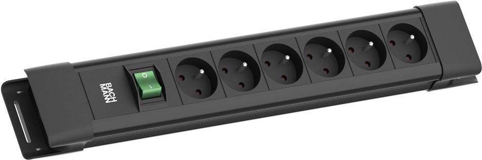 Bachmann CONNECTUS 6xUTE 1xSchalter 2.0m CEE7/7 Schwarz (BM005935)