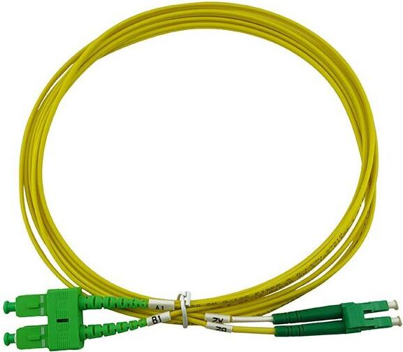 BlueOptics Duplex LWL Patchkabel, LC-APC/SC-APC, 3 Meter, Singlemode E9/125Âµm, G.657.A1, OS2, Eingangsdämpfung: unter 0.2dB, Markenfaser, LSZH gelb, 2.0mm Tube, Keramik Ferrule, inkl. Messprotokoll (SFP3132BU3MM)