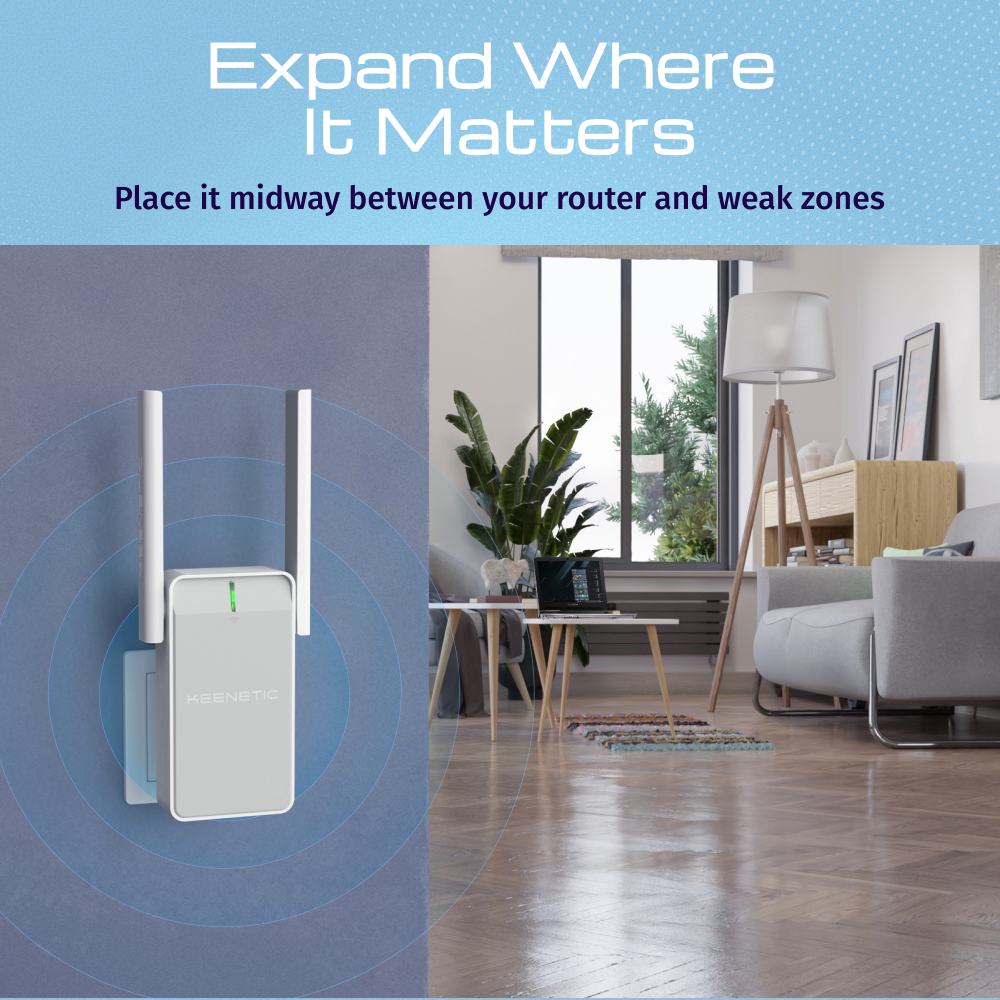 Keenetic Buddy 4 WLAN Repeater N300 Wi-Fi 4 (802.11n) 300 Mbit/s Weiß, Grau
